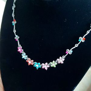Multi Colored Crystal Necklace set NWOT
